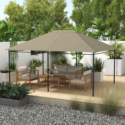 Outsunny 3 x 4m Gazebo Canopy Replacement Cover, Gazebo Roof Replacement (TOP COVER ONLY), Khaki Outsunny