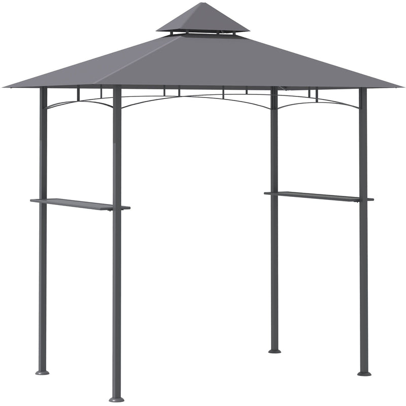 BBQ Gazebo, Double-Tier, Patio Deck Cover, 2.5M (8ft), Grey