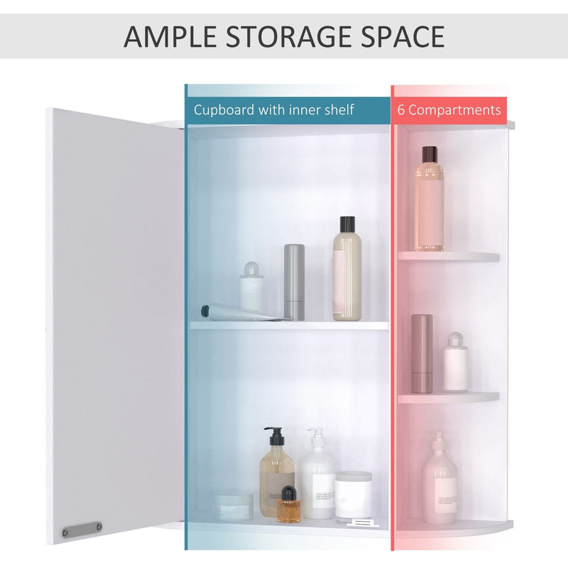 White Bathroom Wall Cabinet, 66W x 17D x 63H cm