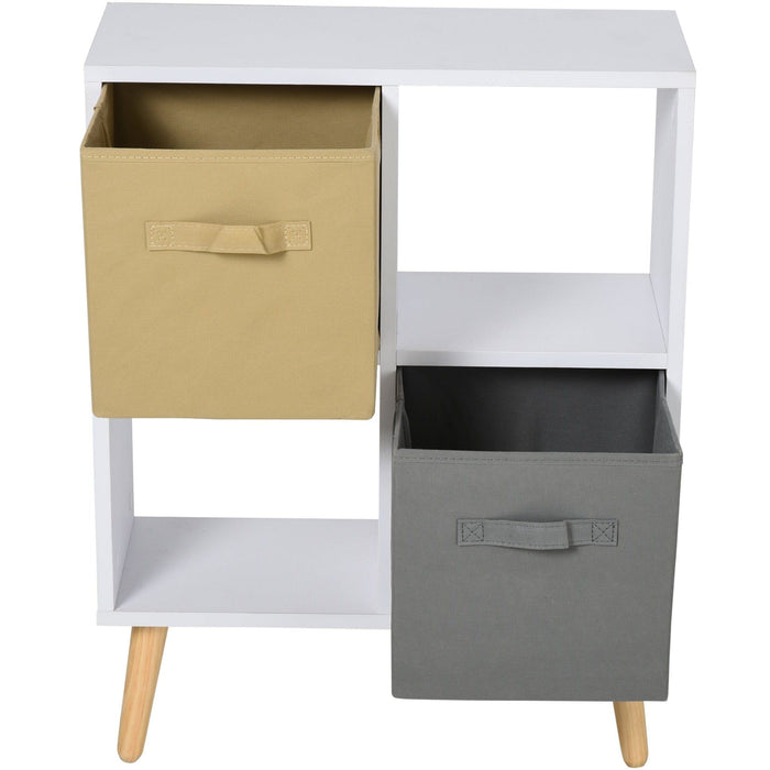 4 Cube Cabinet, 2 Fabric Drawers, L54.5 x W24 x H69.5cm