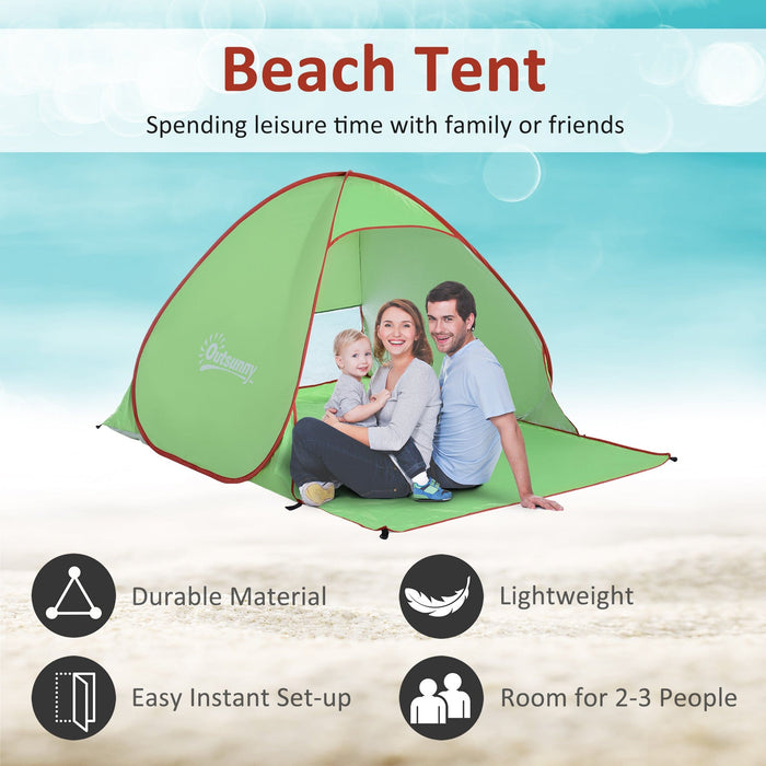 Instant Pop Up Beach Tent for 2-3 Persons, UV 30+ Green