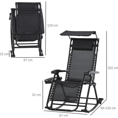 Zero Gravity Sun Lounger With Sun Shade Outsunny