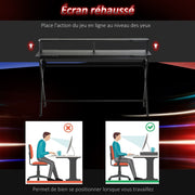 Gaming Desk With Shelves, X Frame, Headphone Hook, Black Homcom