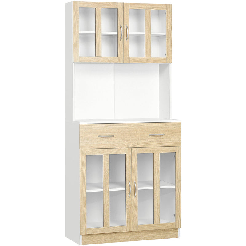 Modern Kitchen Hutch, Drawer, Glass Doors, L180cm