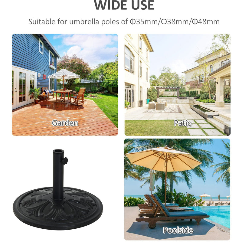 Outsunny Round Parasol Base Heavy Duty Cement Stand Umbrella Holder Garden Outsunny