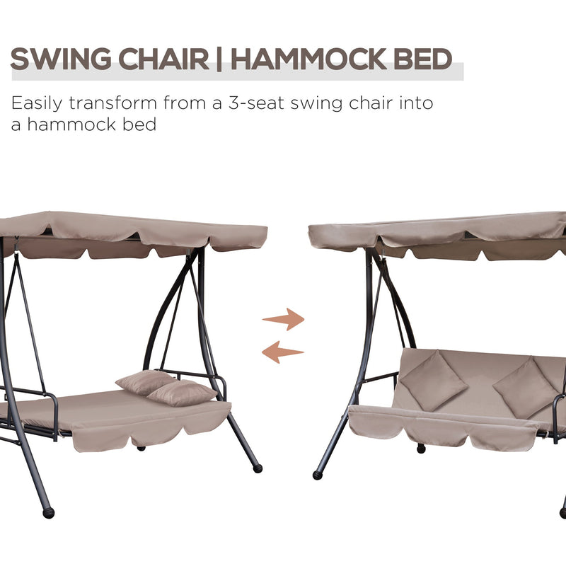 2-in-1 3 Seater Patio Swing Chair Lounger With Cushions Outsunny