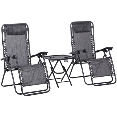 3pc Zero Gravity Chairs and Table Outsunny