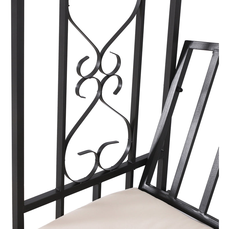 Metal Arch Garden Bench with Cushion, 114x60x206cm, Black Outsunny