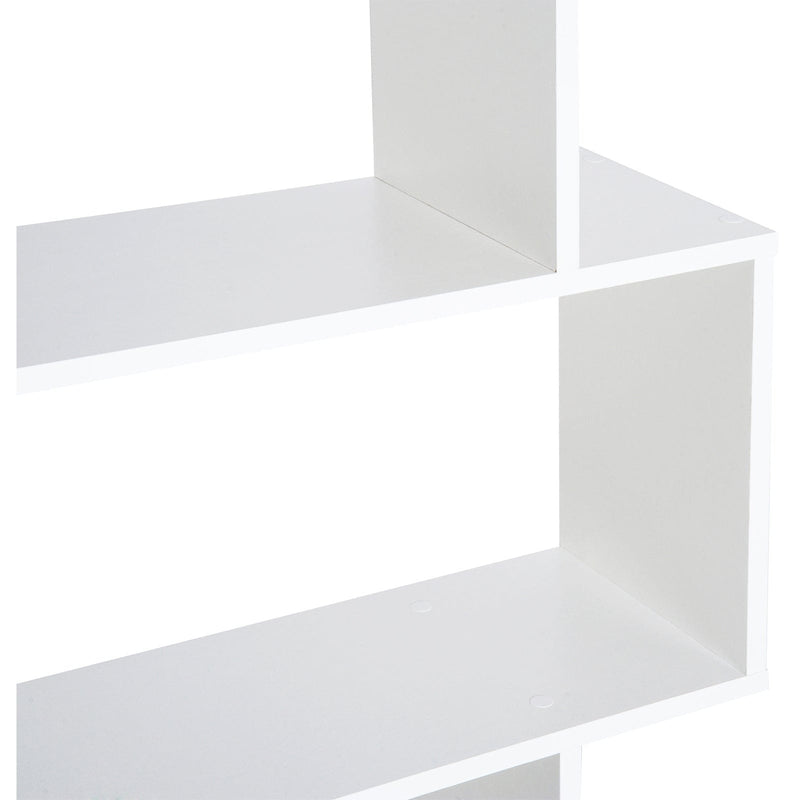 Wooden S Shape Storage Display, 6 Shelves, Room Divider