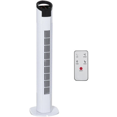 70° Oscillating Tower Fan with Remote, 3 Speed, 7.5h Timer Homcom