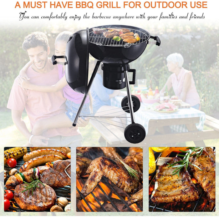 BBQ Charcoal Grill With Wheels