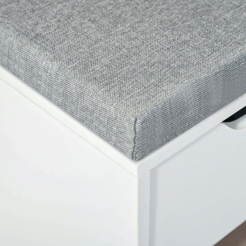 Shoe Bench With Seat, 7 Compartments,  Grey/White