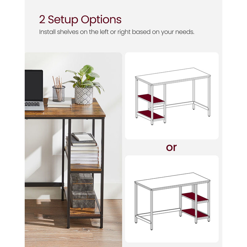 Vasagle Industrial Computer Desk With 2 Shelves For Home Office
