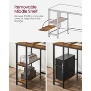Vasagle Industrial Computer Desk With 2 Shelves For Home Office