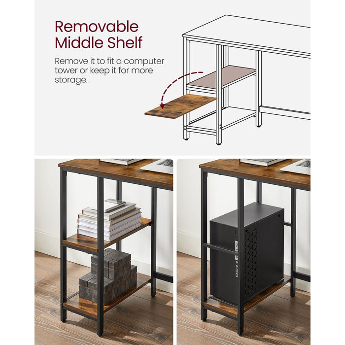 Vasagle Computer Desk With 2 Shelves 4