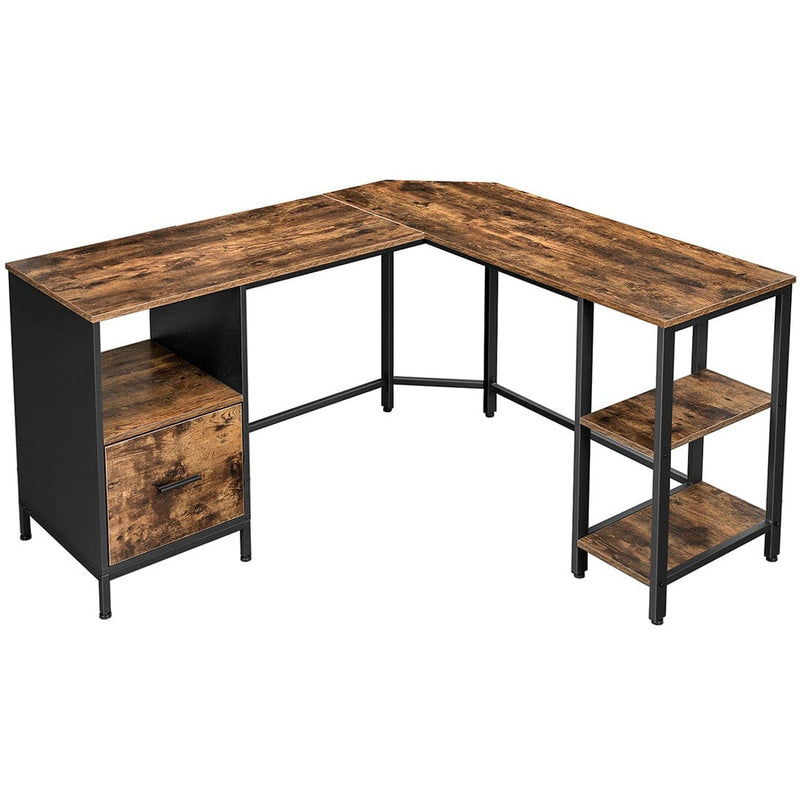Vasagle Industrial L Shaped Corner Computer Desk with Cupboard & Shelves For Home Office