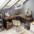 Vasagle Industrial L Shaped Corner Computer Desk with Cupboard & Shelves For Home Office