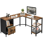 Vasagle Industrial L Shaped Corner Computer Desk with Cupboard & Shelves For Home Office