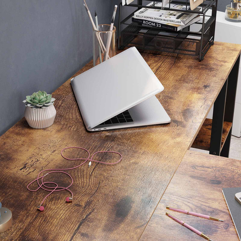 Vasagle Industrial L Shaped Corner Computer Desk with Cupboard & Shelves For Home Office