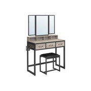 Vasagle White Dressing Table With Mirror, Drawers, and Stool For Bedroom Dressing Room
