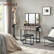 Vasagle White Dressing Table With Mirror, Drawers, and Stool For Bedroom Dressing Room