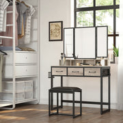 Vasagle White Dressing Table With Mirror, Drawers, and Stool For Bedroom Dressing Room