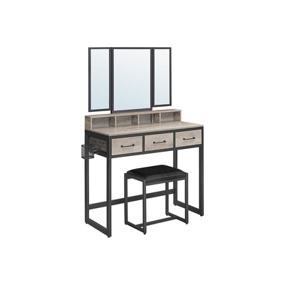 Vasagle White Dressing Table With Mirror, Drawers, and Stool For Bedroom Dressing Room