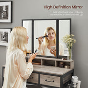 Vasagle White Dressing Table With Mirror, Drawers, and Stool For Bedroom Dressing Room