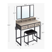 Vasagle White Dressing Table With Mirror, Drawers, and Stool For Bedroom Dressing Room
