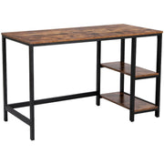 Industrial Desk With Shelves For Home Office by Vasagle - Features black steel frame and rustic brown desktop - Can be used with shelves on left or right
