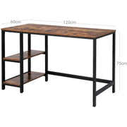 Industrial Desk With Shelves For Home Office by Vasagle - Features black steel frame and rustic brown desktop - Can be used with shelves on left or right