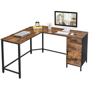 Industrial L Shaped Office Desk with Cupboard by Vasagle