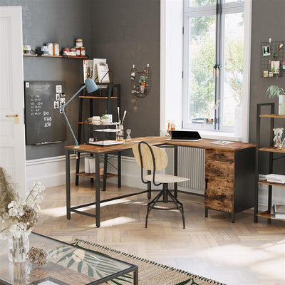 Industrial L Shaped Office Desk with Cupboard by Vasagle