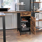 Industrial L Shaped Office Desk with Cupboard by Vasagle