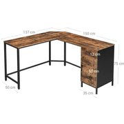 Industrial L Shaped Office Desk with Cupboard by Vasagle