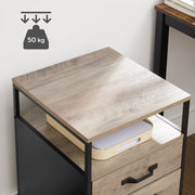 Small Under Desk Filing Cabinet With Wheels For Home Office, Greige Wooden Body and Black Steel Frame by Vasagle