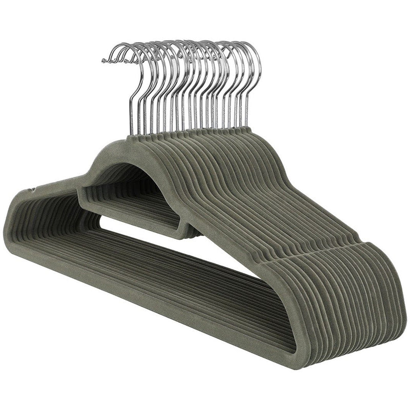 Pack of 20 Grey Velvet Coat Hangers