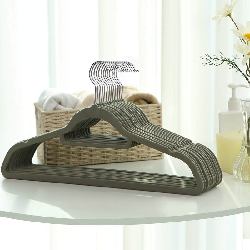 Pack of 20 Grey Velvet Coat Hangers