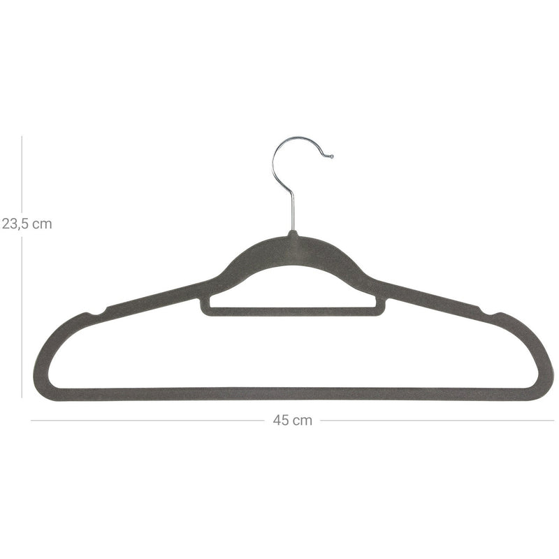 Pack of 20 Grey Velvet Coat Hangers