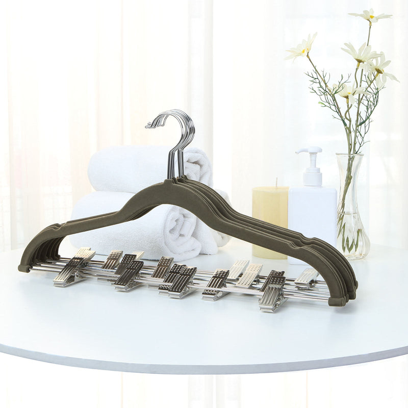 Pack of 12 Grey Velvet Trousers Hangers Songmics