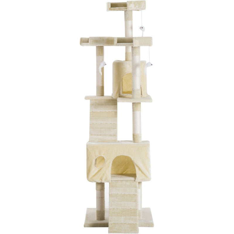 181cm Multi-Level Cat Tree, Sisal Scratching Post, Beige