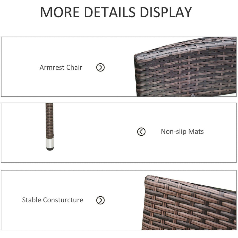 Garden Furniture Bistro Set, 2 Rattan Armchairs and Table