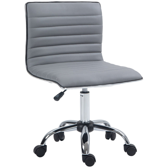 Vinsetto Armless Mid Back Desk Chair With Wheels, Light Grey