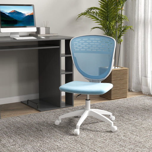 Vinsetto Blue Mesh Armless Mid Back Desk Chair With 360° Swivel Wheels