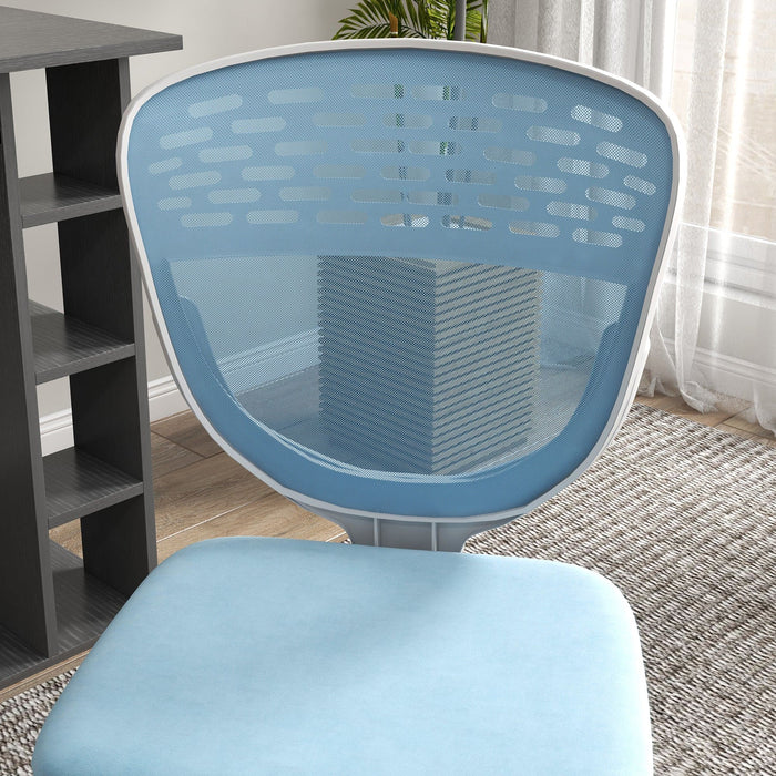 Vinsetto Blue Mesh Armless Mid Back Desk Chair With 360° Swivel Wheels