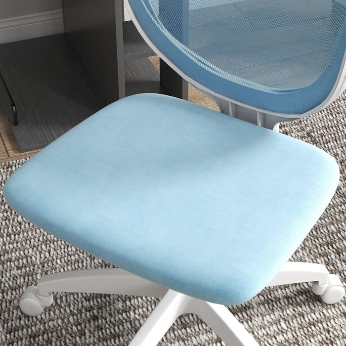 Vinsetto Blue Mesh Armless Mid Back Desk Chair With 360° Swivel Wheels