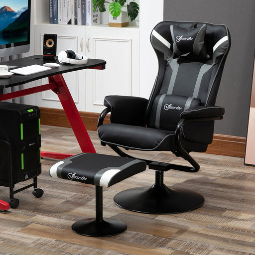 Vinsetto Gamer Chair With Pedestal Base and Footstool