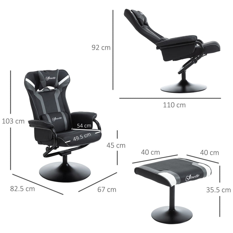 Vinsetto Gamer Chair With Pedestal Base and Footstool
