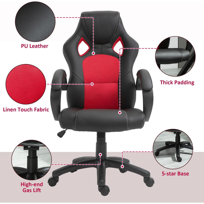 Vinsetto Gamer Chair With Wheels Red and Black