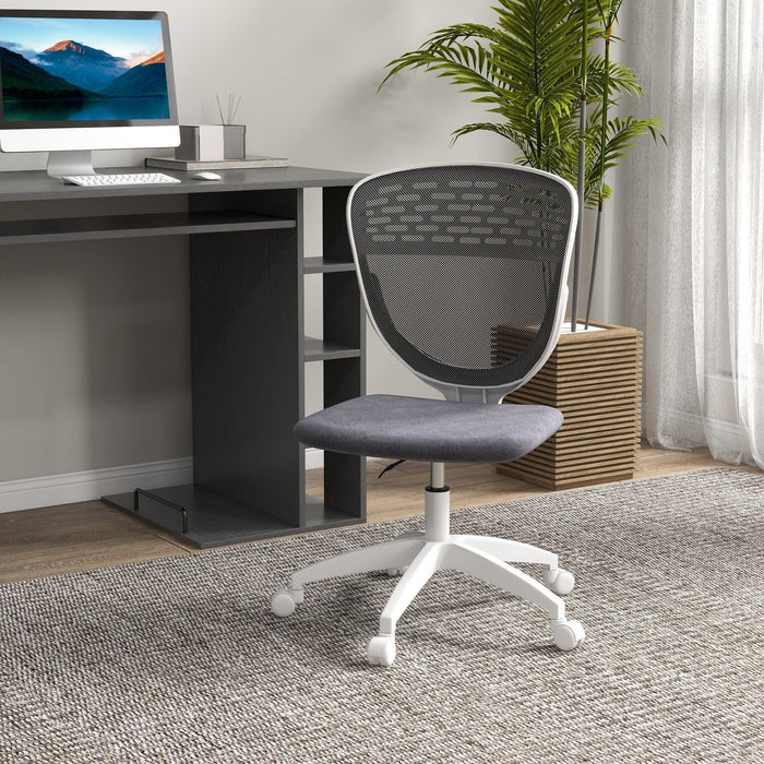 Vinsetto Grey Mesh Armless Mid Back Desk Chair With 360° Swivel Wheels